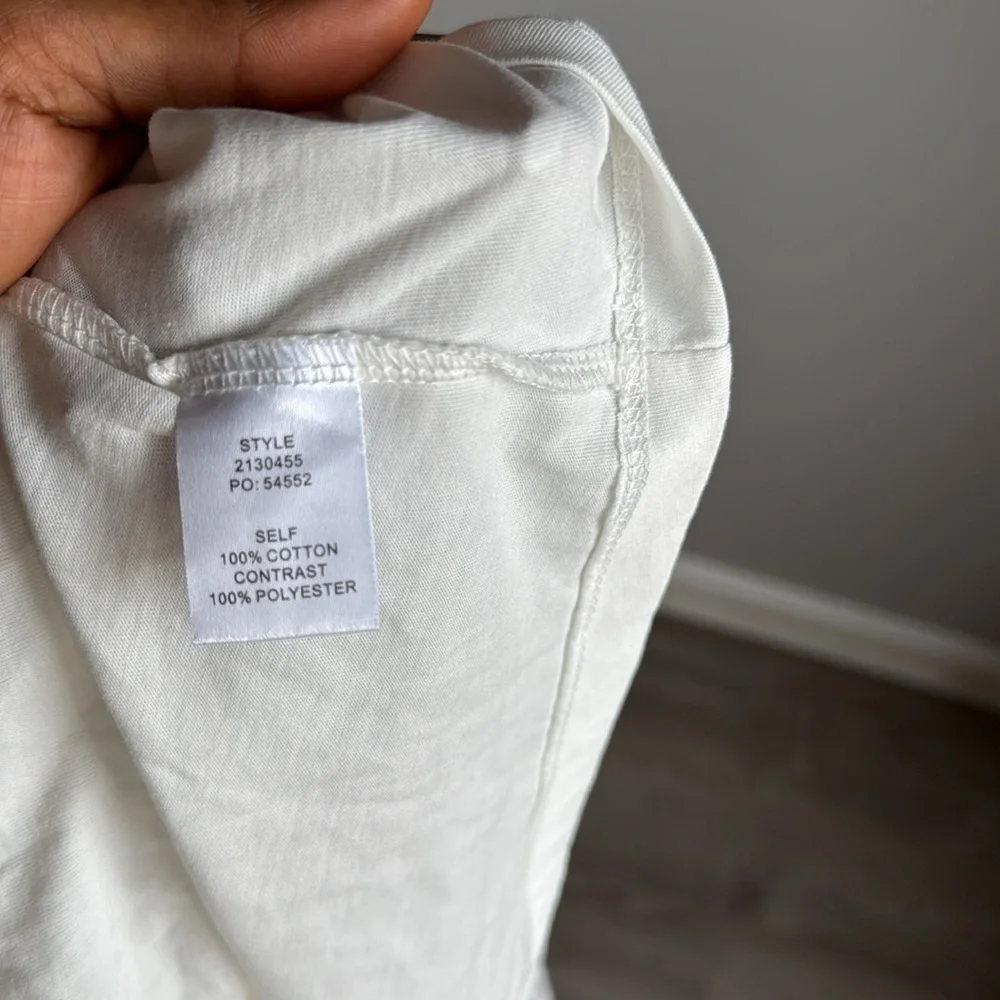 New Anthropologie current air contrast puff sleeves tie top white Medium